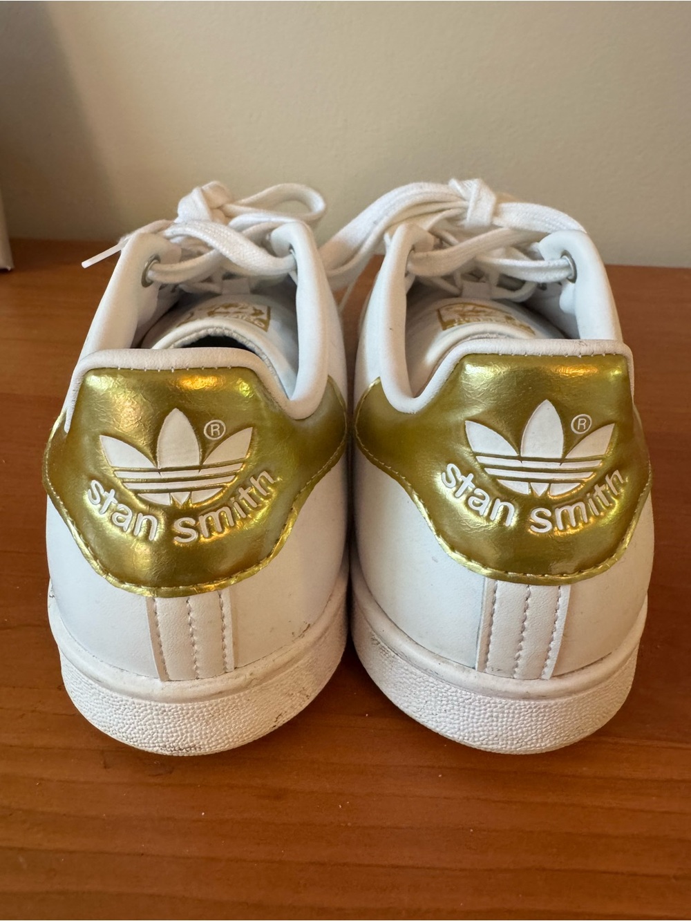 adidas White Sneakers with Metallic Gold Heel Tab